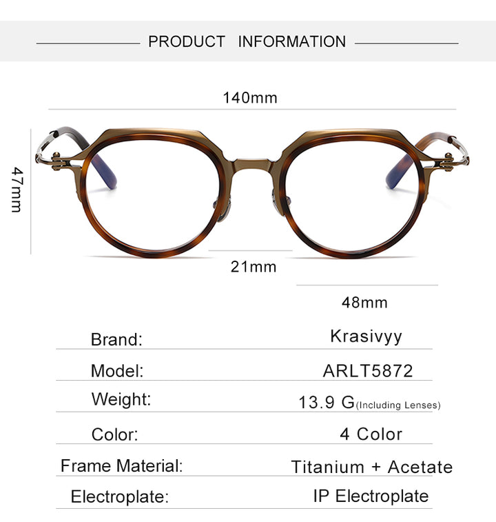 Krasivyy Unisex Full Rim Flat Top Oval Acetate Titanium Eyeglasses 315872 — view 1 | Krasivyy at FuzWeb