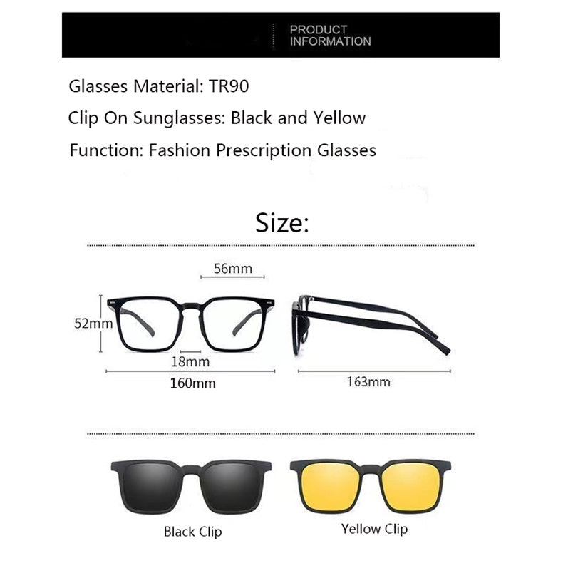 Hdcrafter Mens Full Rim Square Acetate Frames With Clip On Sunglasses 001000 — view 2 | Hdcrafter Eyeglasses at FuzWeb