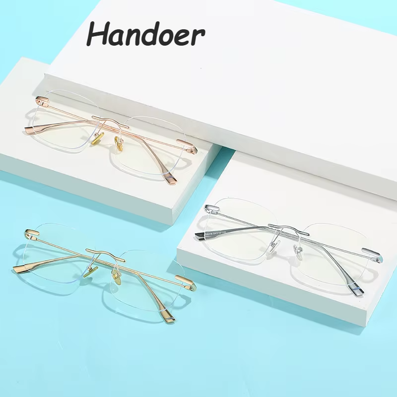 Handoer Women's Rimless Square Titanium Eyeglasses 99219 Rimless Handoer