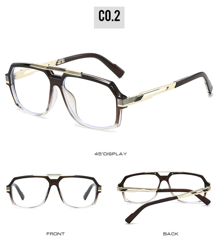 Kocolior Unisex Full Rim Square Double Bridge Tr 90 Alloy Photochromic Reading Glasses 242268.