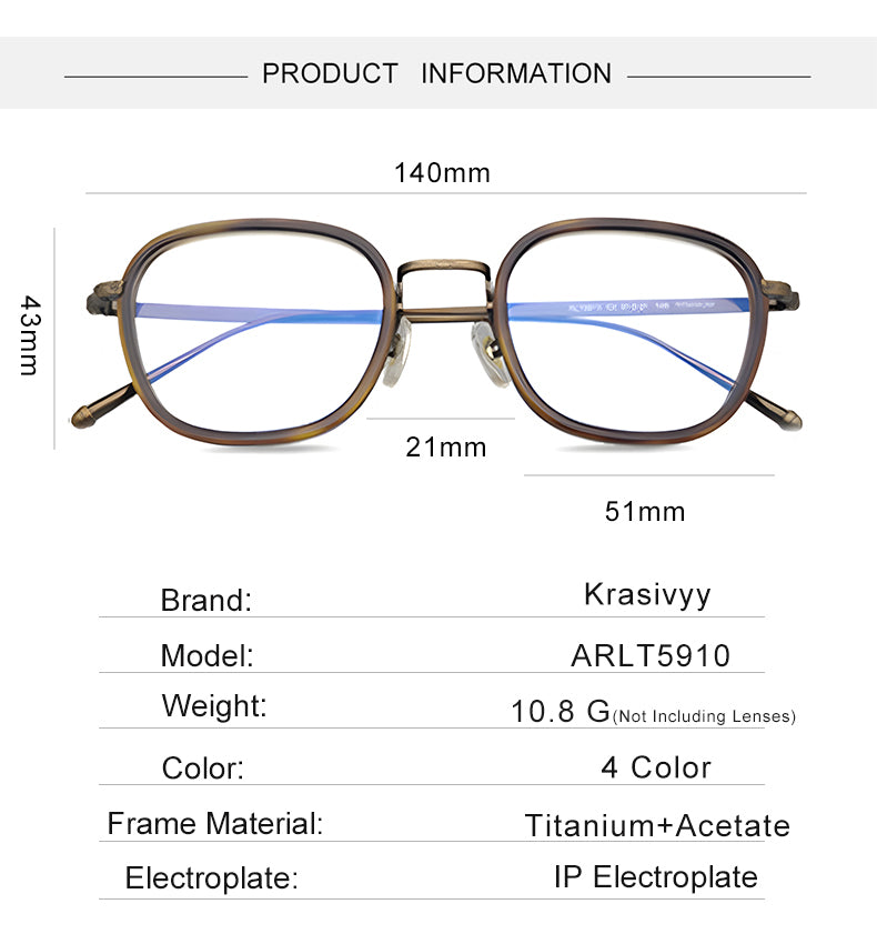 Krasivyy Mens Full Rim Polygon Square Titanium Acetate Eyeglasses 65910 — view 2 | Krasivyy at FuzWeb