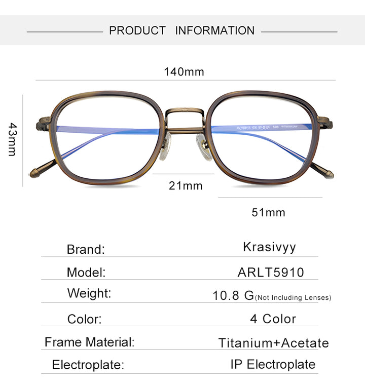 Krasivyy Mens Full Rim Polygon Square Titanium Acetate Eyeglasses 65910 — view 2 | Krasivyy at FuzWeb