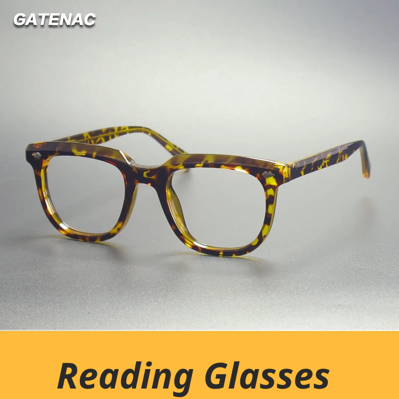 Gatenac Unisex Full Rim Square Tr 90 Titanium Reading Glasses Gxyj2121