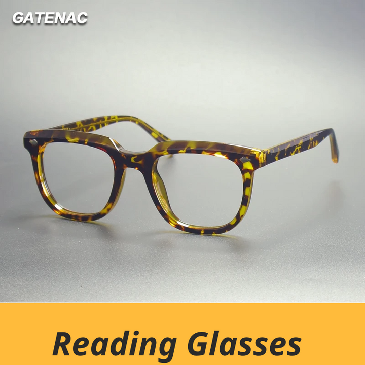 Gatenac Unisex Full Rim Square Tr 90 Titanium Reading Glasses Gxyj2121