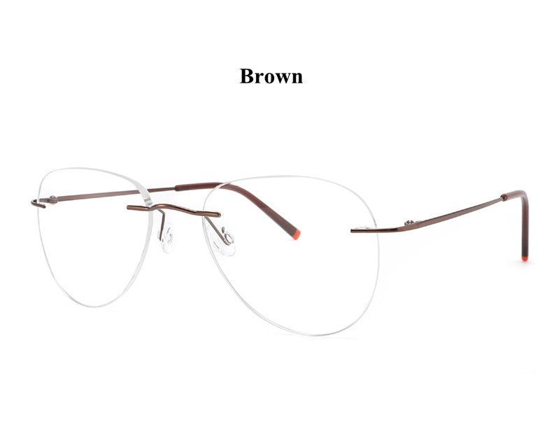 Chashma Unisex Rimless Oval Flat Top Titanium Eyeglasses 888011 — view 2 | Chashma at FuzWeb