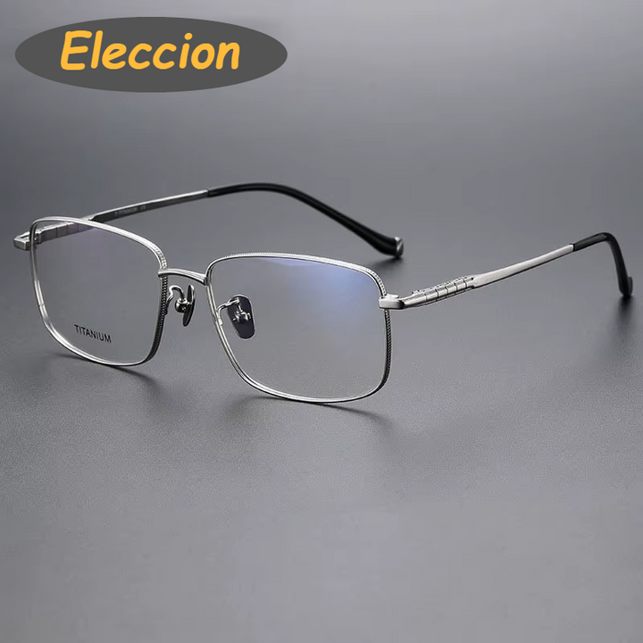 Eleccion Women's Full Rim Polygon Square Titanium Eyeglasses 80902 Full Rim Eleccion Silver