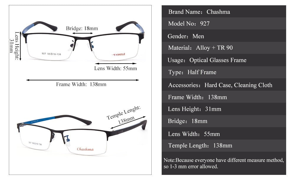 Chashma Ochki Womens Semi Rim Square Tr 90 Alloy Eyeglasses 25927 — view 1 | Chashma Ochki at FuzWeb
