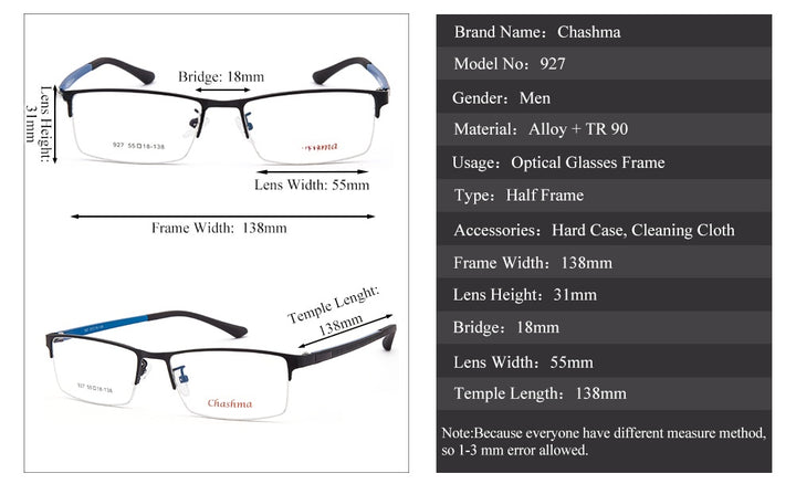 Chashma Ochki Womens Semi Rim Square Tr 90 Alloy Eyeglasses 25927 — view 1 | Chashma Ochki at FuzWeb
