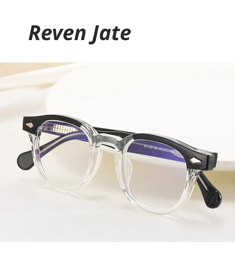 Reven Jate Unisex Full Rim Square Round Tr 90 Alloy Eyeglasses 83100