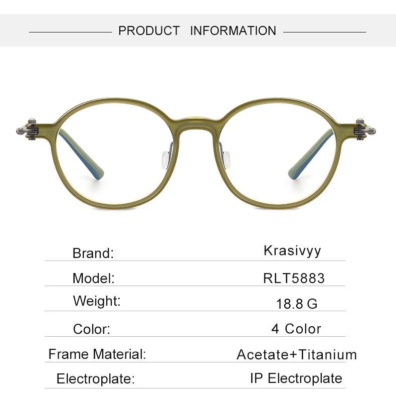 Krasivyy Unisex Full Rim Round Acetate Titanium Eyeglasses 45883 — view 1 | Krasivyy at FuzWeb