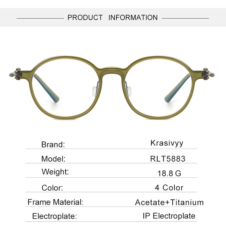 Krasivyy Unisex Full Rim Round Acetate Titanium Eyeglasses 45883 — view 1 | Krasivyy at FuzWeb