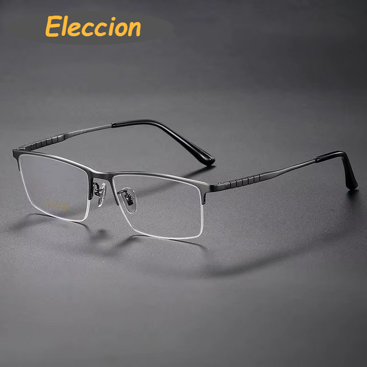 Eleccion Men's Semi Rim Square Titanium Eyeglasses 95011 Semi Rim Eleccion Gray