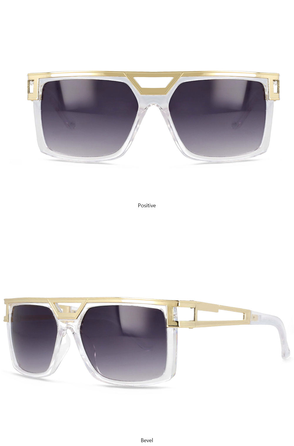 CCspace Mens Full Rim Large Rectangular Double Bridge Acetate Frame Sunglasses 54598 — view 11 | CCspace Sunglasses at FuzWeb