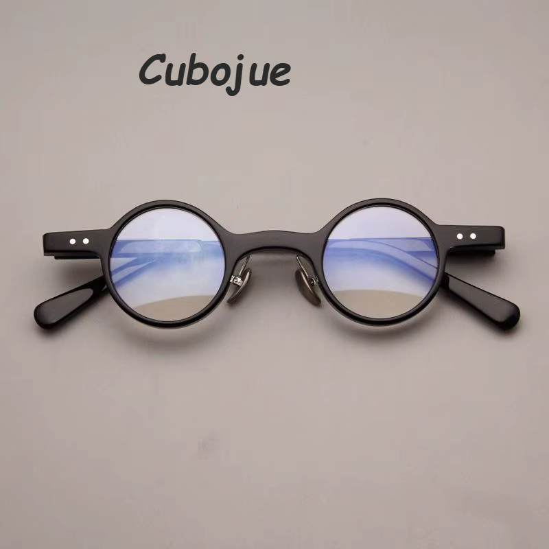 Cubojue Unisex Full Rim Round Acetate Titanium Reading Glasses 34140