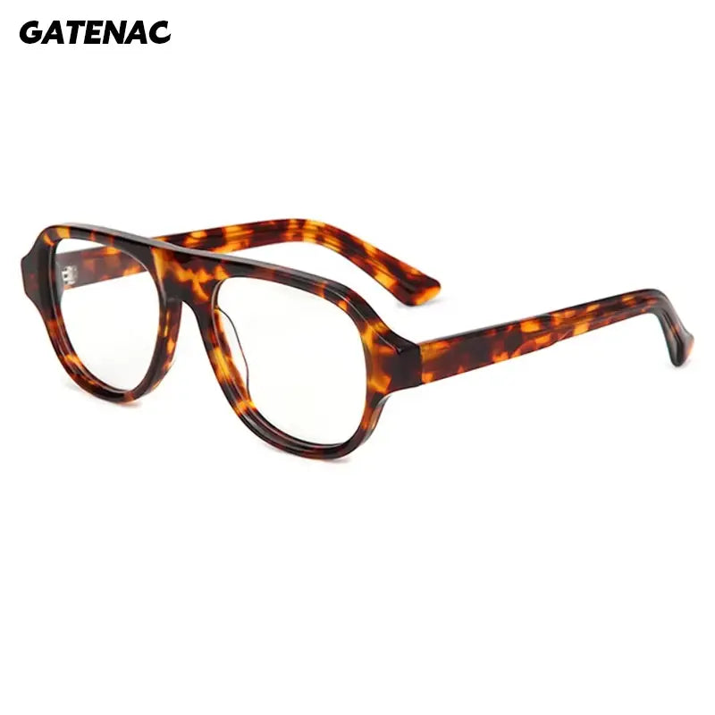 Gatenac Men's Full Rim Square Brow Line Acetate Eyeglasses 668008 FuzWeb