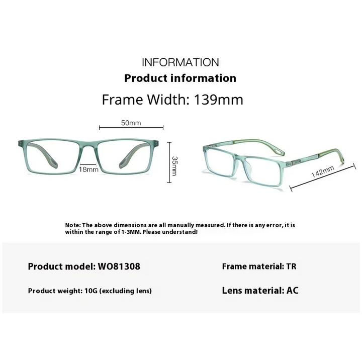 Aror Women's Full Rim Square Brow Line Tr 90 Silicone Eyeglasses 681308