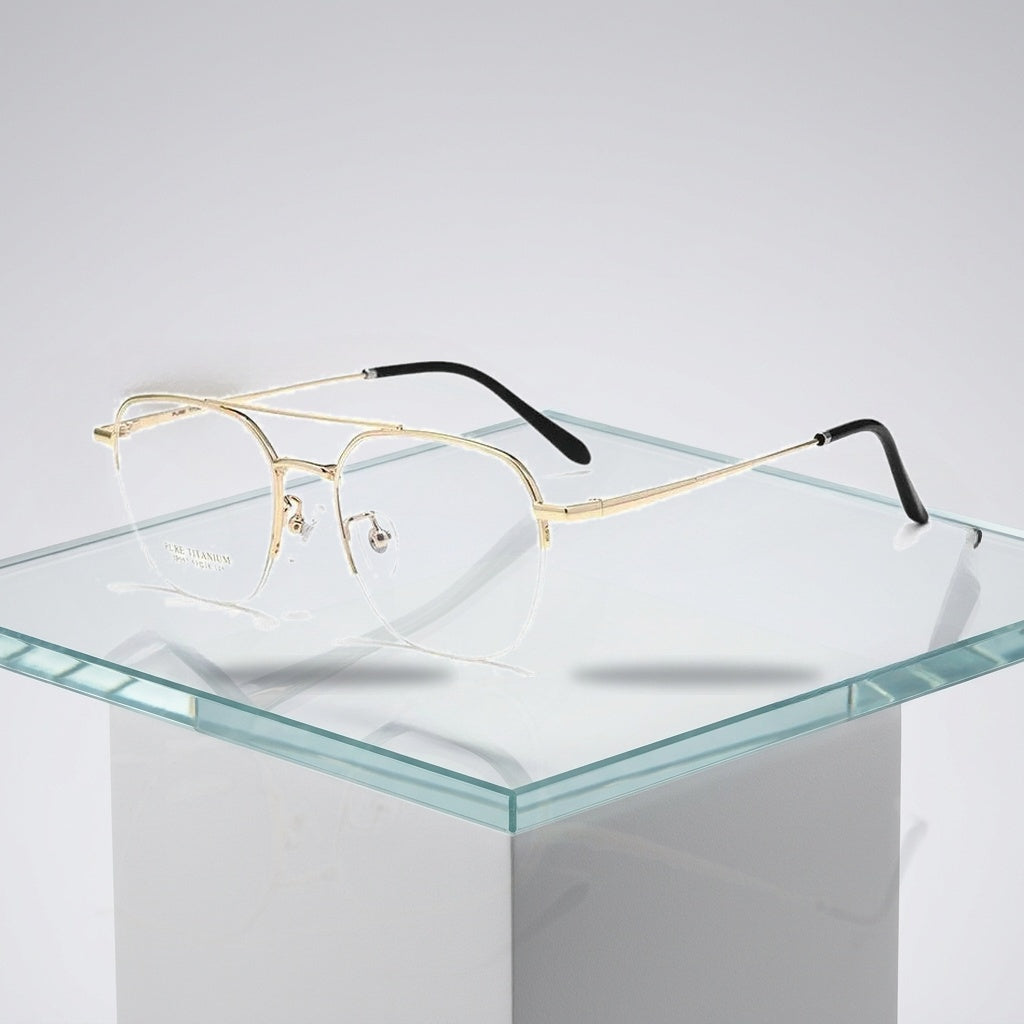 Vicky Unisex Full Rim Square Double Bridge Titanium Reading Glasses 517052 - Luxury Studio View