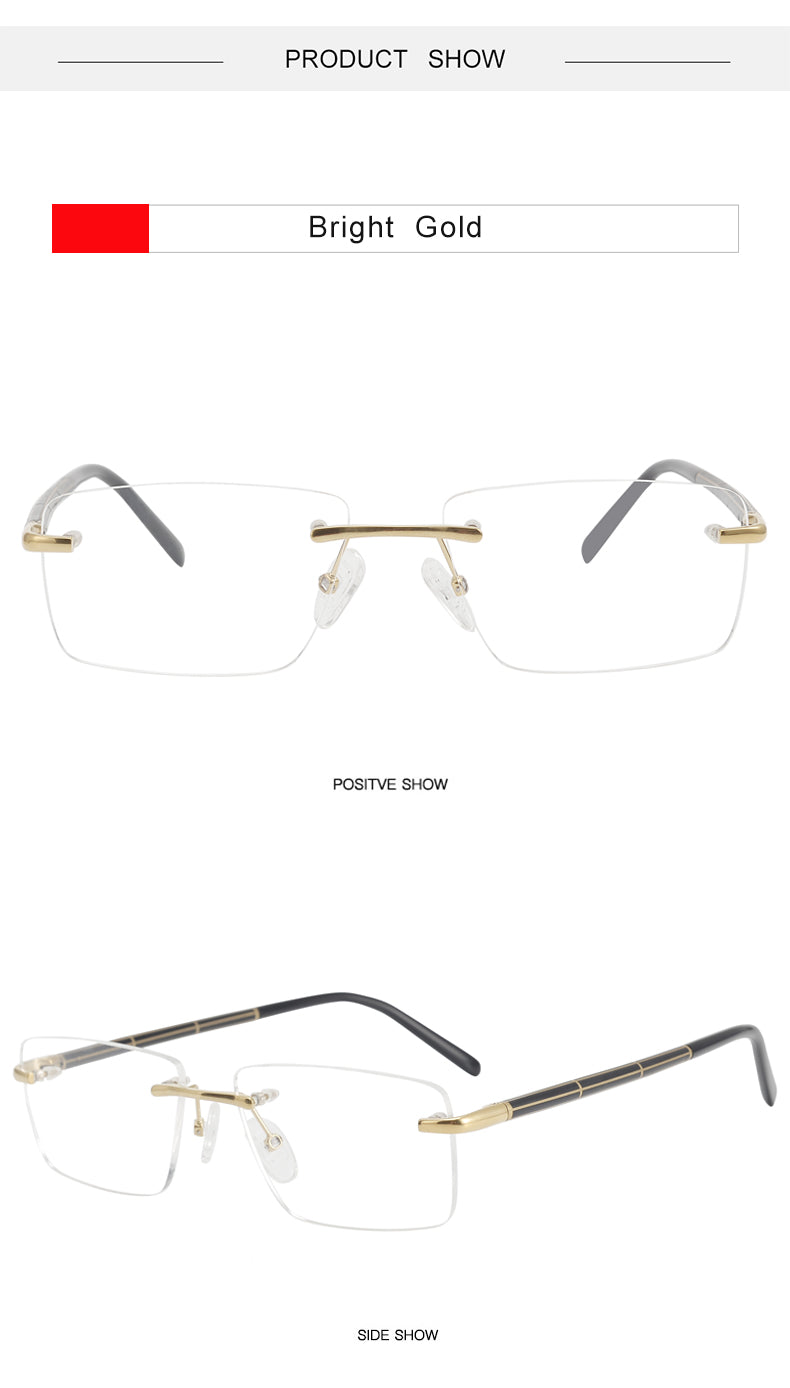Krasivyy Unisex Rimless Polygon Square Titanium Eyeglasses 716059.