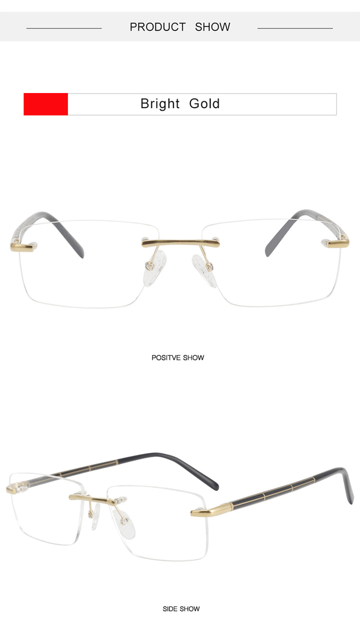 Krasivyy Unisex Rimless Polygon Square Titanium Eyeglasses 716059.