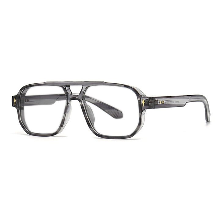 Kocolior Unisex Full Rim Square Double Bridge Tr 90 Alloy Reading Glasses 76061.