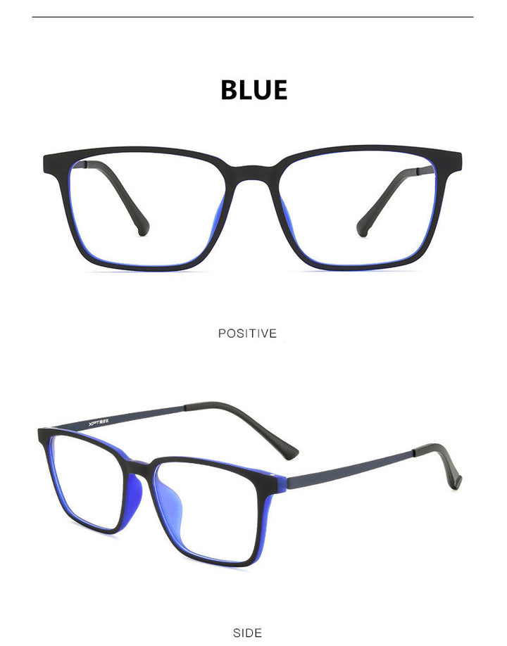 Kocolior Unisex Full Rim Square Tr 90 Titanium Hyperopic Reading Glasses 98221.