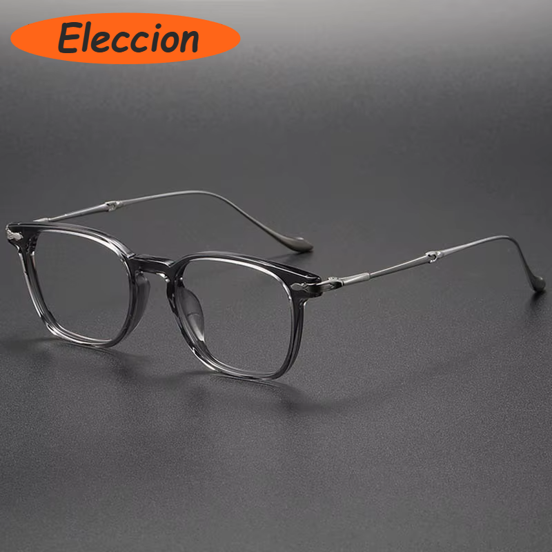 Eleccion Women's Full Rim Square Titanium Acetate Eyeglasses 92052 Full Rim Eleccion Gray