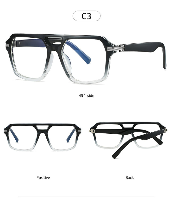 Kocolior 225900 Unisex Full Rim Square Double Bridge Tr 90 Frames FuzWeb