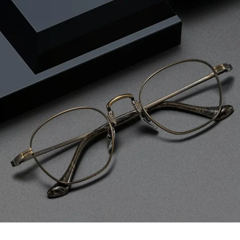 Hdcrafter Mens Full Rim Round Titanium Frames 808501 — view 1 | Hdcrafter Eyeglasses at FuzWeb