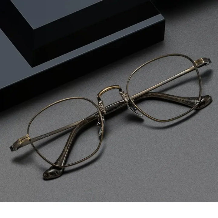 Hdcrafter Mens Full Rim Round Titanium Frames 808501 — view 1 | Hdcrafter Eyeglasses at FuzWeb