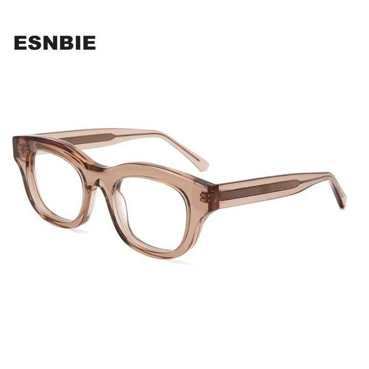 Esnbie Unisex Full Rim Oval Square Thick Acetate Eyeglasses 230401