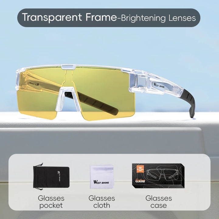 West Biking Unisex Semi Rim Square Over Frame Polycarbonate Sunglasses 770703 - FuzWeb