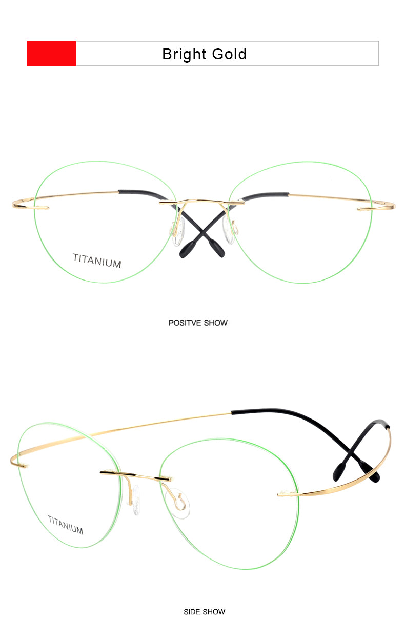 Krasivyy Unisex Rimless Oval Round Titanium Eyeglasses 36019.