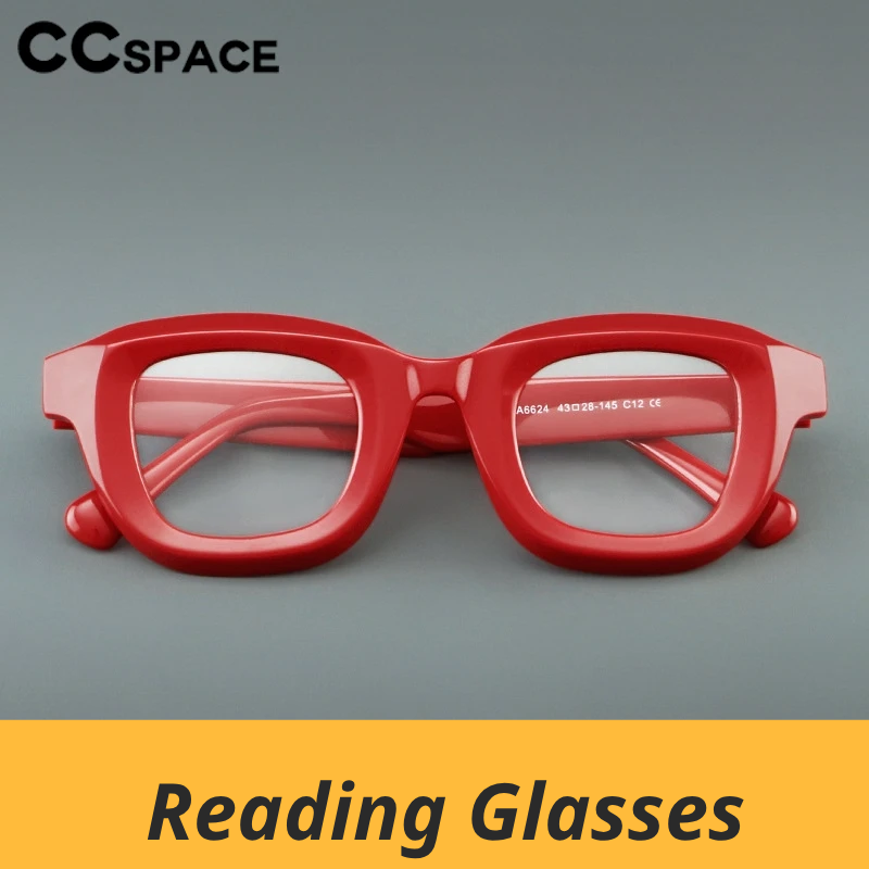 CCspace Unisex Full Rim Thick Square Tr 90 Alloy Reading Glasses 3212