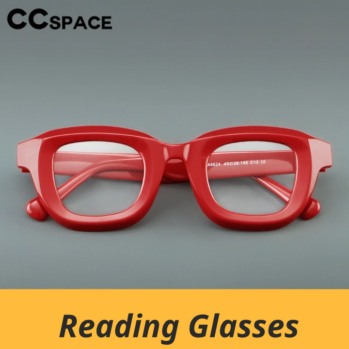 CCspace Unisex Full Rim Thick Square Tr 90 Alloy Reading Glasses 3212