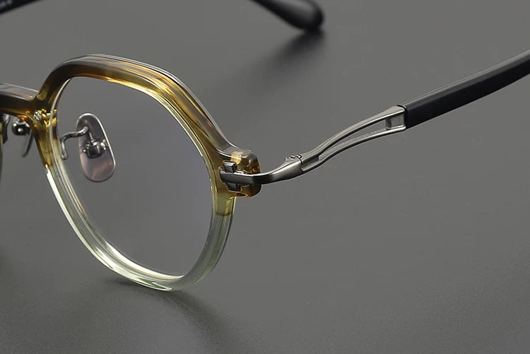 Aimee Unisex Full Rim Polygon Round Titanium Acetate Eyeglasses 691453 — view 2 | Aimee at FuzWeb
