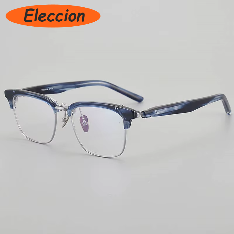 Eleccion Unisex Full Rim Square Titanium Flip Up Eyeglasses 94291