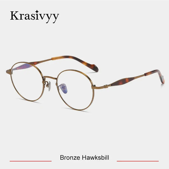 Krasivyy Unisex Full Rim Round Titanium Acetate Eyeglasses 46058.