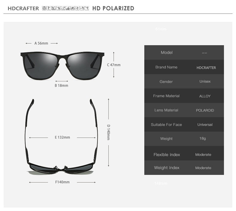 Hdcrafter Unisex Full Rim Oval Round Aluminum Frame Polarized Sunglasses L6625 — view 4 | Hdcrafter Sunglasses at FuzWeb