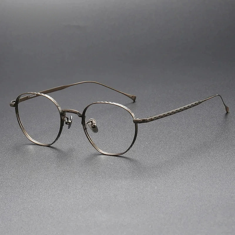 Aimee Unisex Full Rim Polygon Round Pure Titanium Eyeglasses 163 - Bronze | Aimee at FuzWeb
