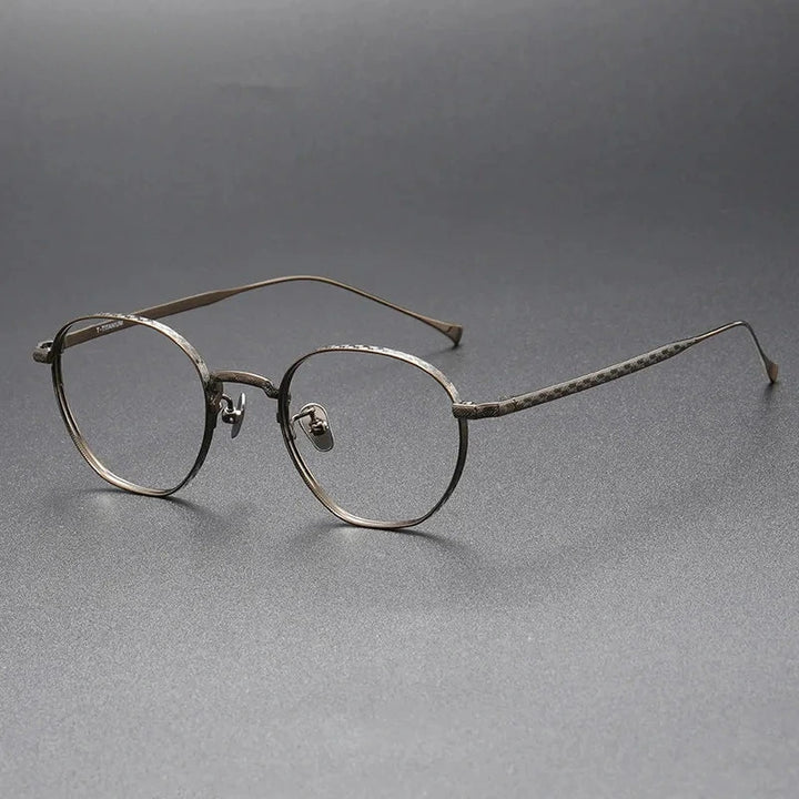 Aimee Unisex Full Rim Polygon Round Pure Titanium Eyeglasses 163 - Bronze | Aimee at FuzWeb