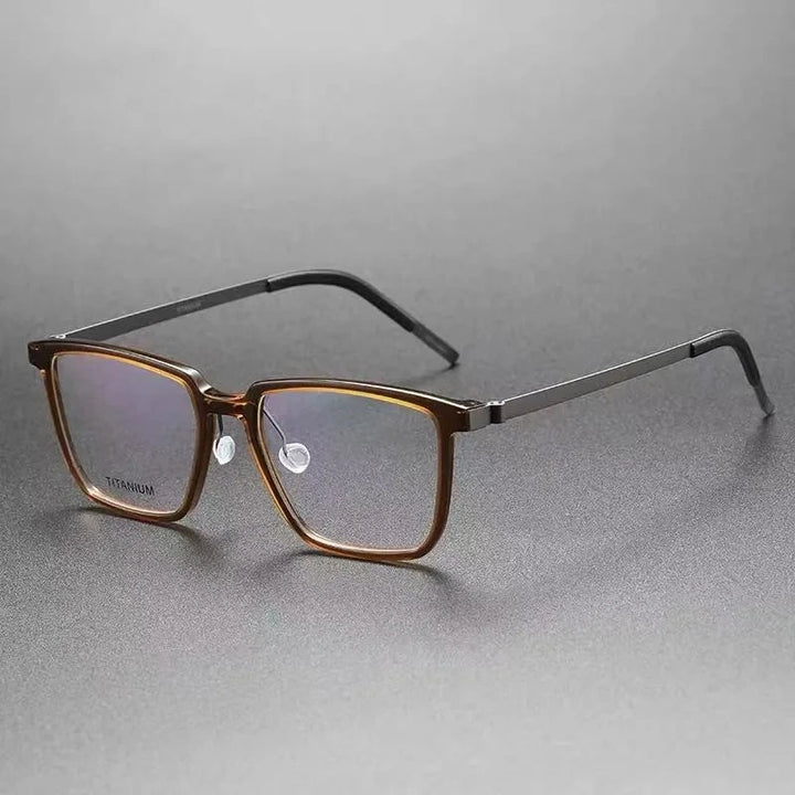 Aimee Unisex Full Rim Square Titanium Acetate Eyeglasses 1844 - Brown
