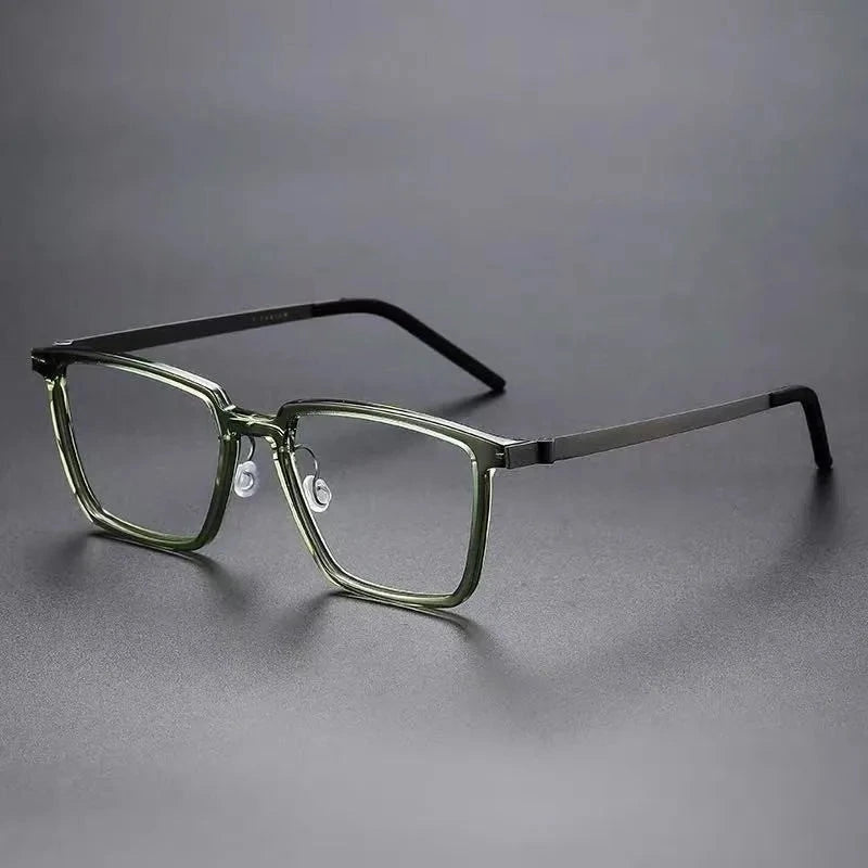 Aimee Unisex Full Rim Square Titanium Acetate Eyeglasses 1844 - Green