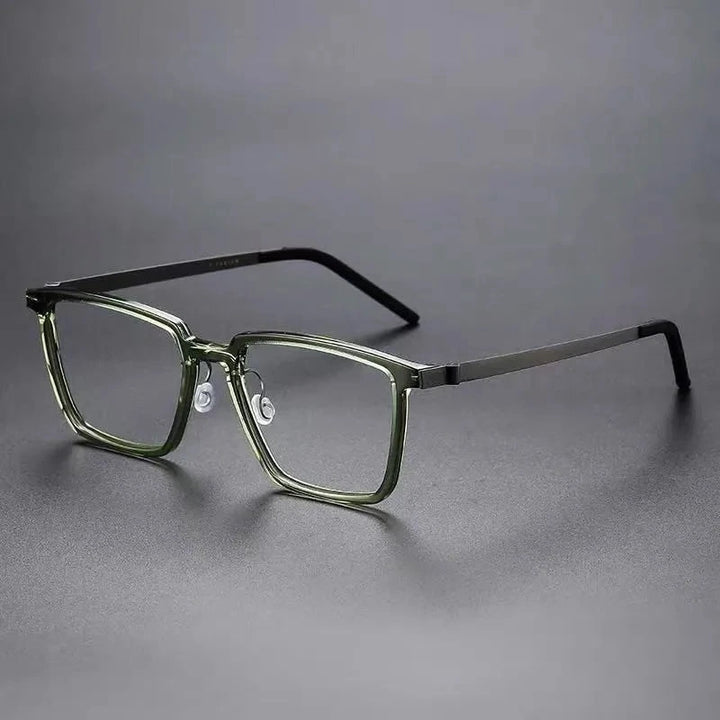 Aimee Unisex Full Rim Square Titanium Acetate Eyeglasses 1844 - Green