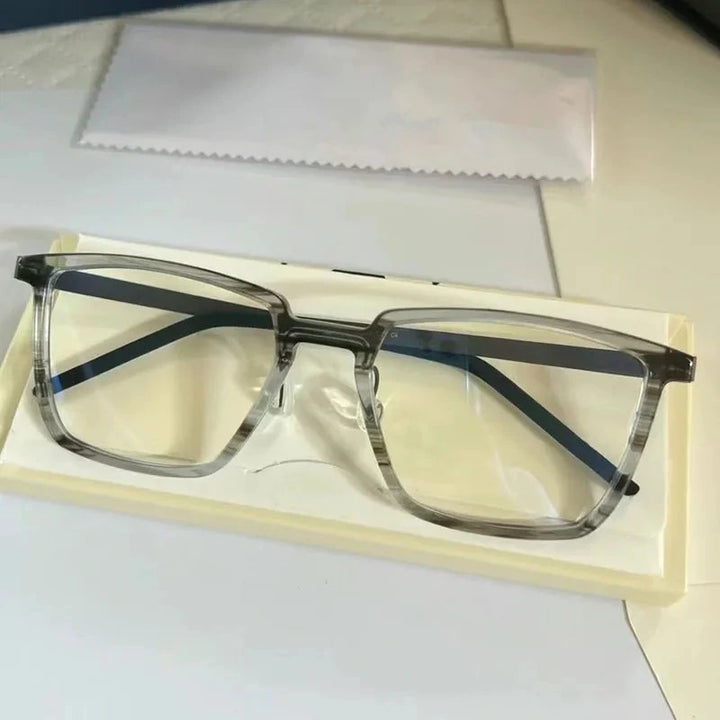 Aimee Unisex Full Rim Square Titanium Acetate Eyeglasses 1844 - Grey-Stripes