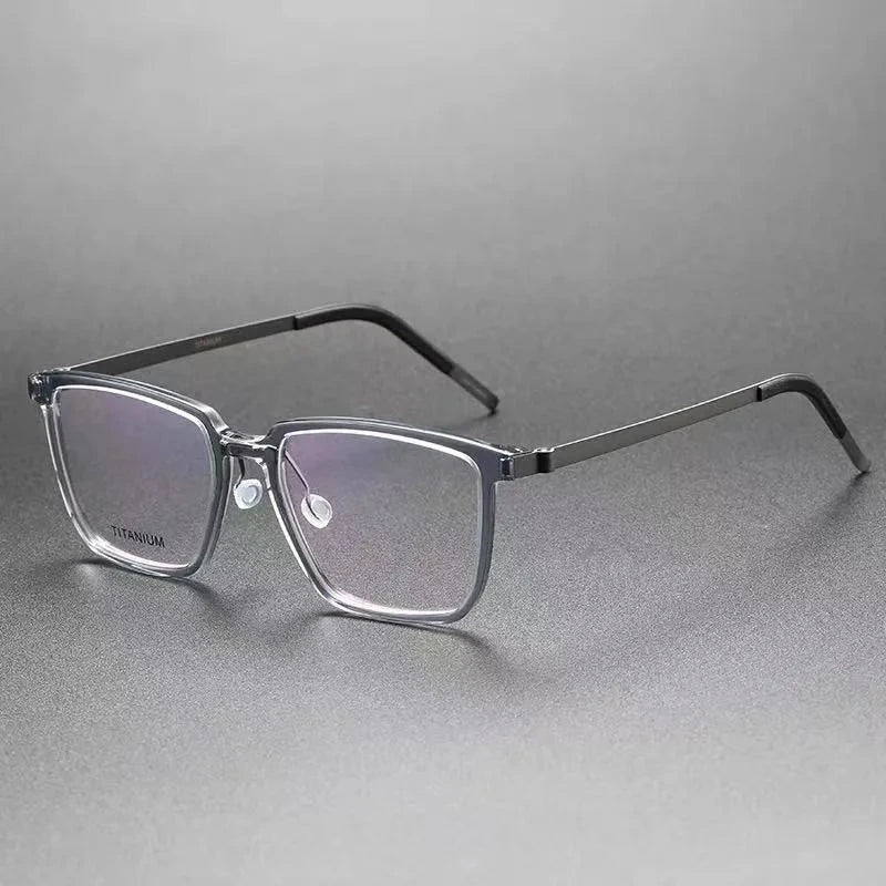 Aimee Unisex Full Rim Square Titanium Acetate Eyeglasses 1844 - Gun-Grey