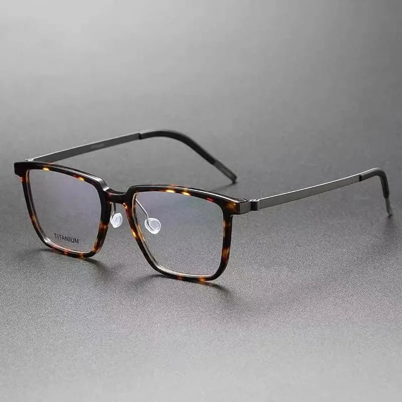 Aimee Unisex Full Rim Square Titanium Acetate Eyeglasses 1844 - Tortoise