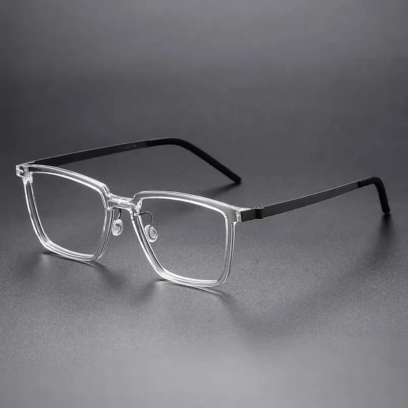 Aimee Unisex Full Rim Square Titanium Acetate Eyeglasses 1844 - Transparent