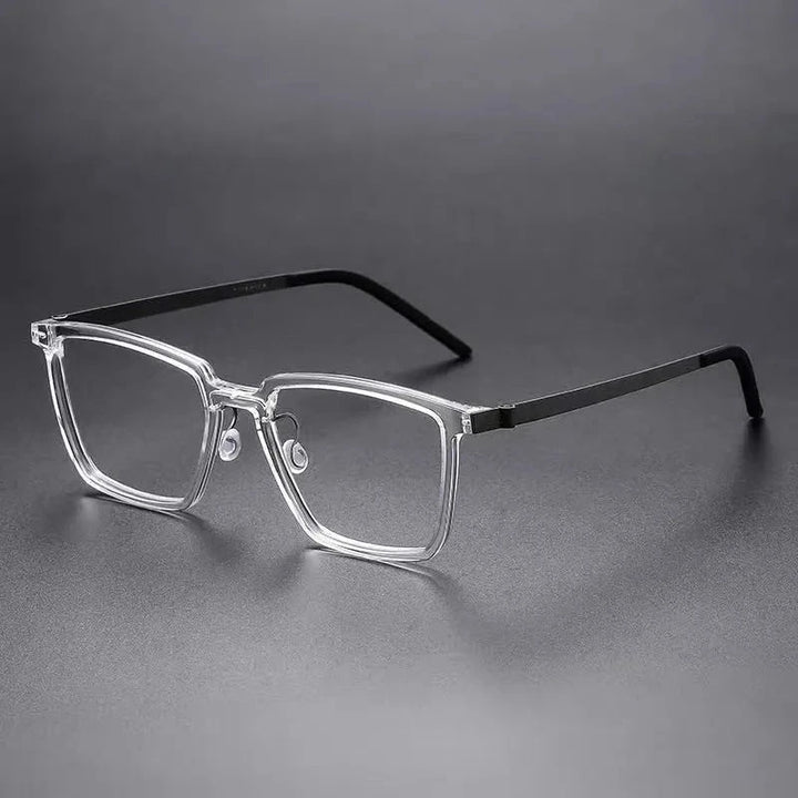 Aimee Unisex Full Rim Square Titanium Acetate Eyeglasses 1844 - Transparent