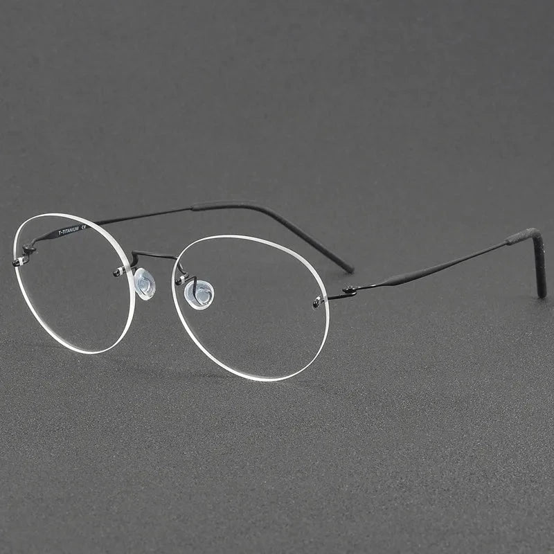 Aimee Unisex Rimless Oval Screwless Titanium Eyeglasses 2111 - Black | Aimee at FuzWeb
