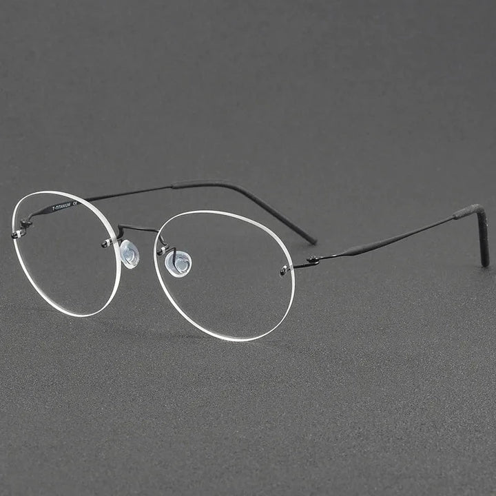 Aimee Unisex Rimless Oval Screwless Titanium Eyeglasses 2111 - Black | Aimee at FuzWeb